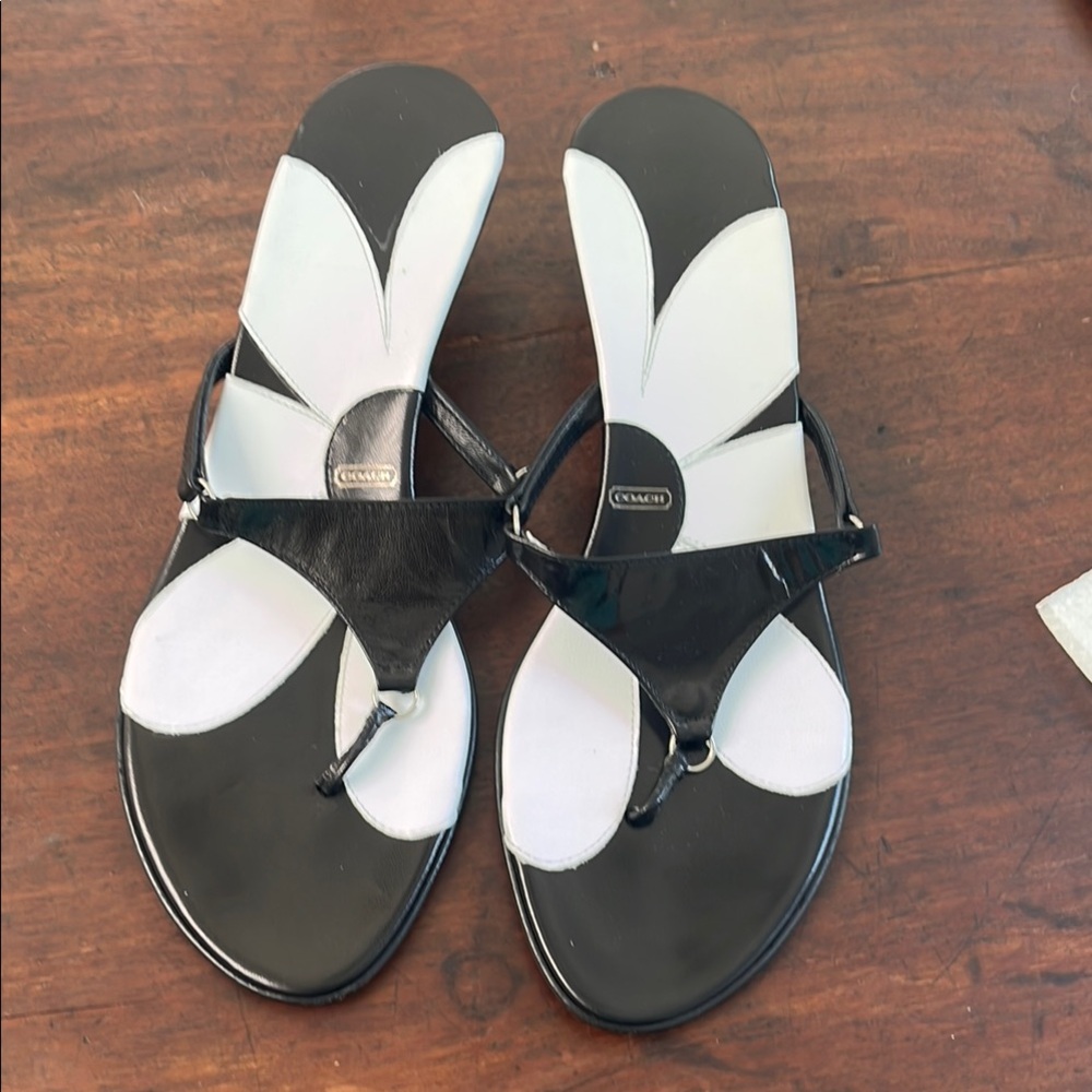 Coach  Black and White Floral Sandals